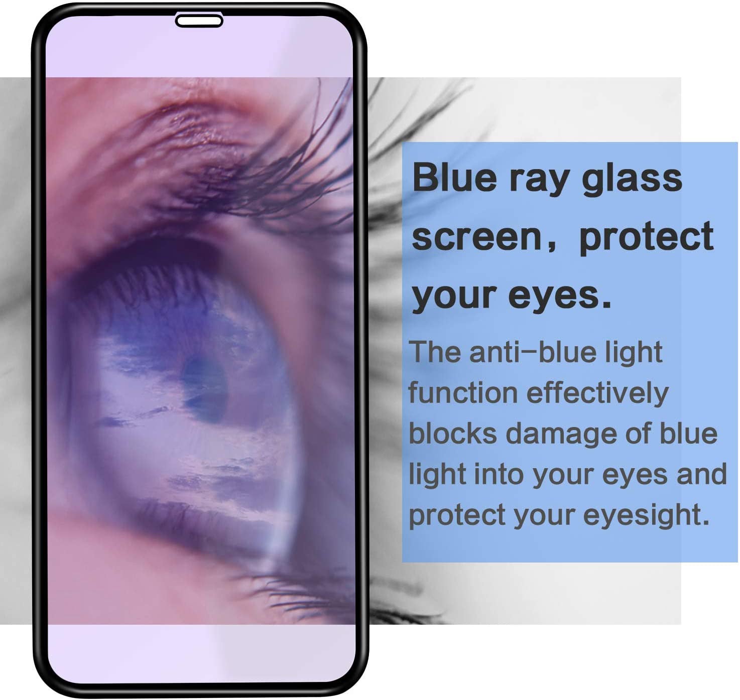 Amazon hot sale, film artifact suitable for iPhone11 Pro max high-end silk screen eye protection purple and blue light film