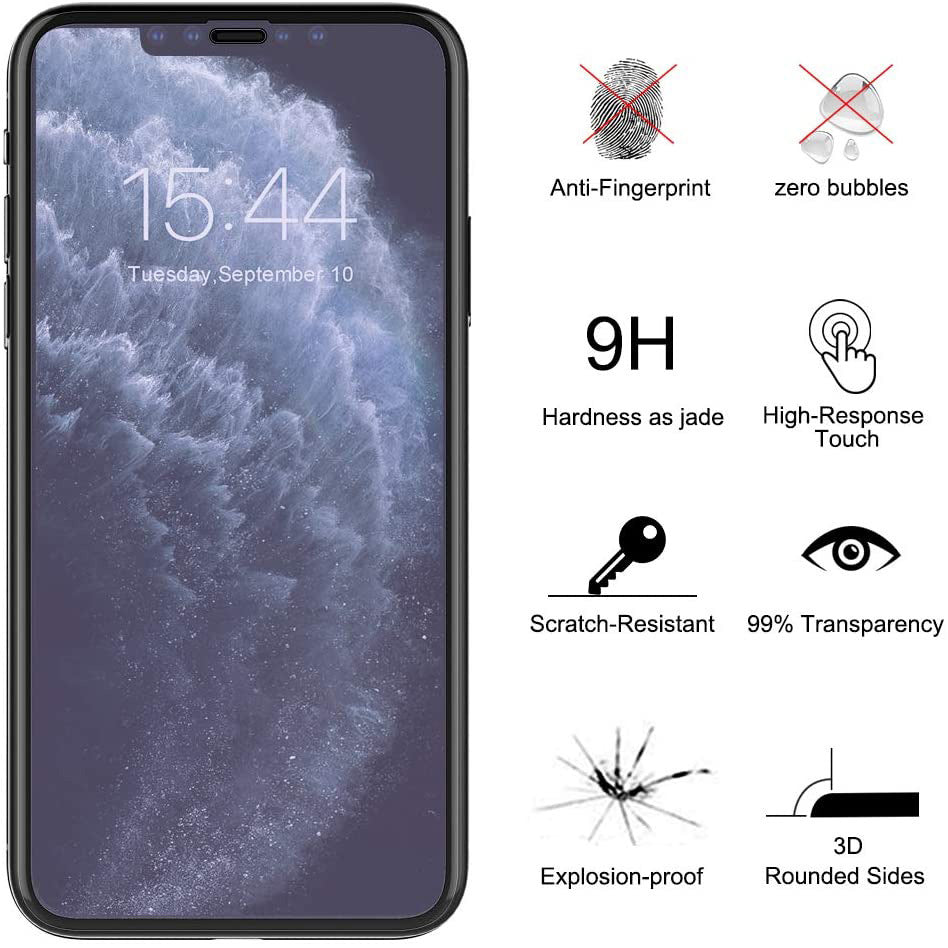 Amazon hot sale, film artifact suitable for iPhone11 Pro max high-end silk screen eye protection purple and blue light film