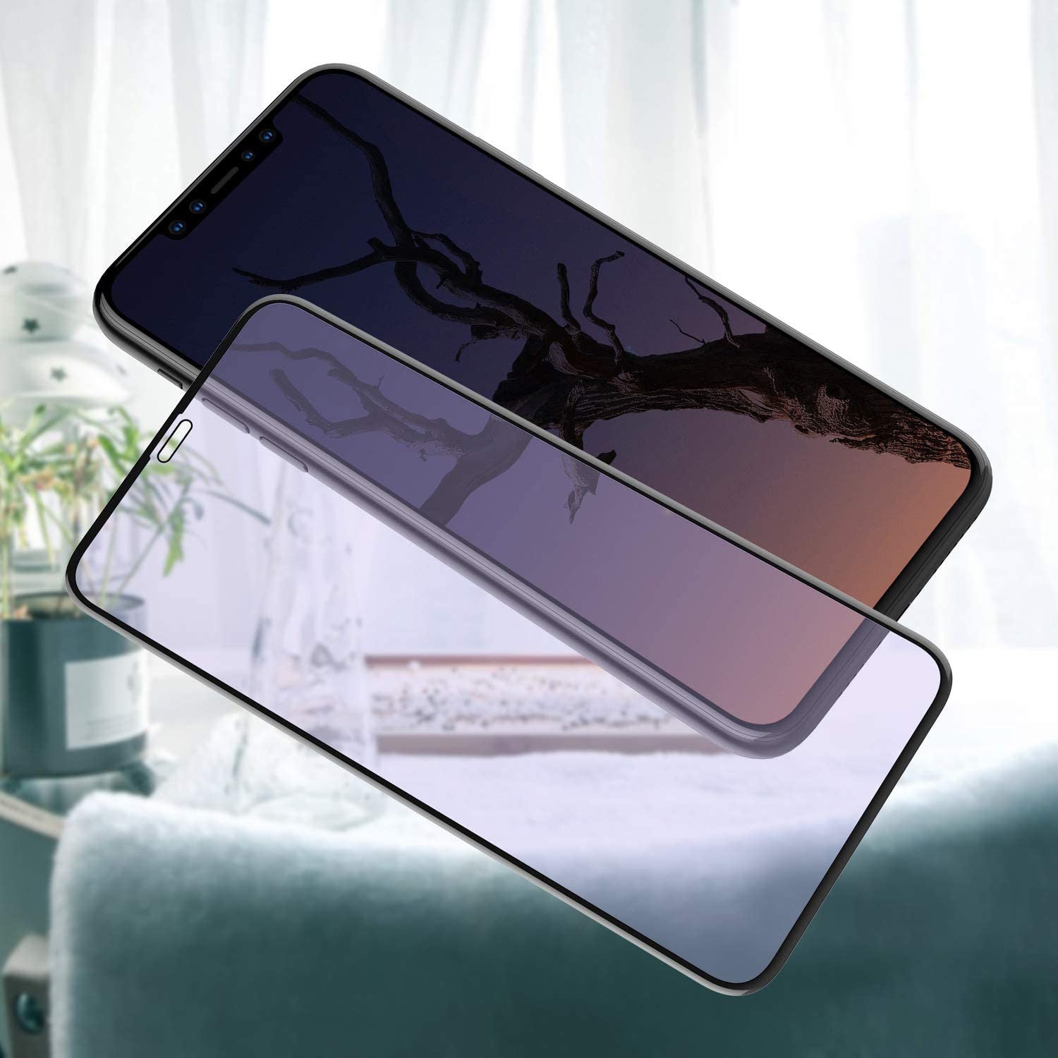 Amazon hot sale, film artifact suitable for iPhone11 Pro max high-end silk screen eye protection purple and blue light film