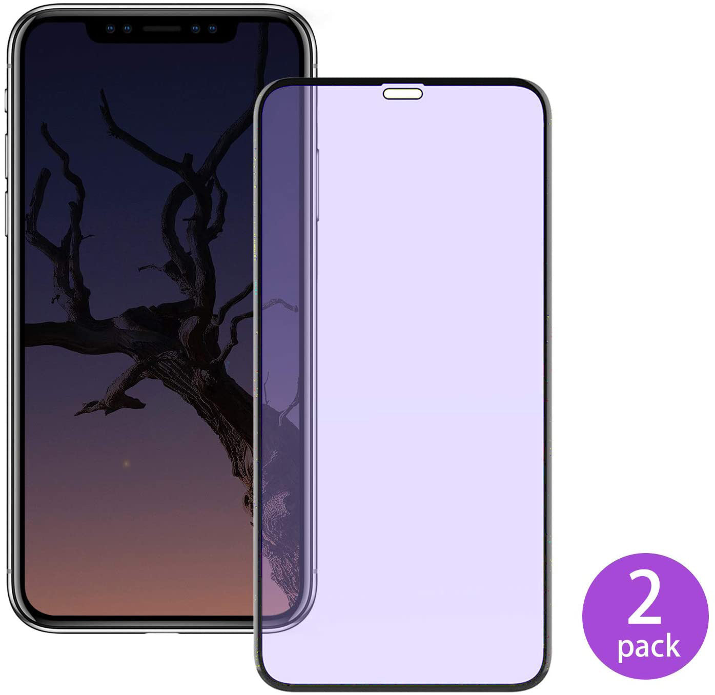 Amazon hot sale, film artifact suitable for iPhone11 Pro max high-end silk screen eye protection purple and blue light film