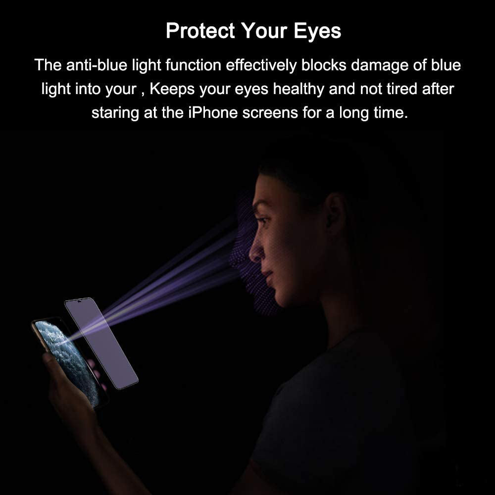 Amazon hot sale, film artifact suitable for iPhone11 Pro max high-end silk screen eye protection purple and blue light film