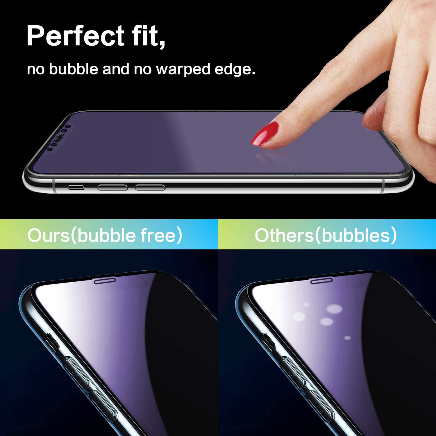 Amazon hot sale, film artifact suitable for iPhone11 Pro max high-end silk screen eye protection purple and blue light film