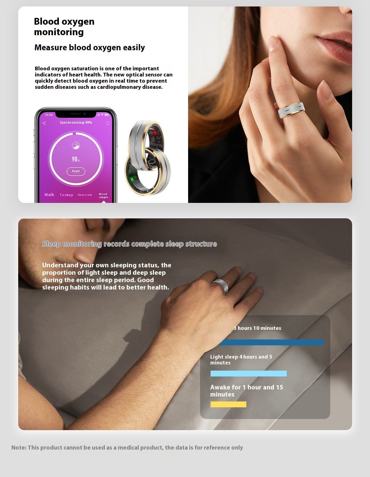 New Unisex Smart Ring | Heart Rate & Blood Oxygen Monitor | Multi-Sport Fitness Tracker | IP68 Waterproof | Android & iOS Compatible”
