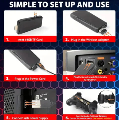 M8 Portable Gaming Handheld with Wireless Controller & 64GB SD Card - Ultra-Portable Gaming Device for Gamers