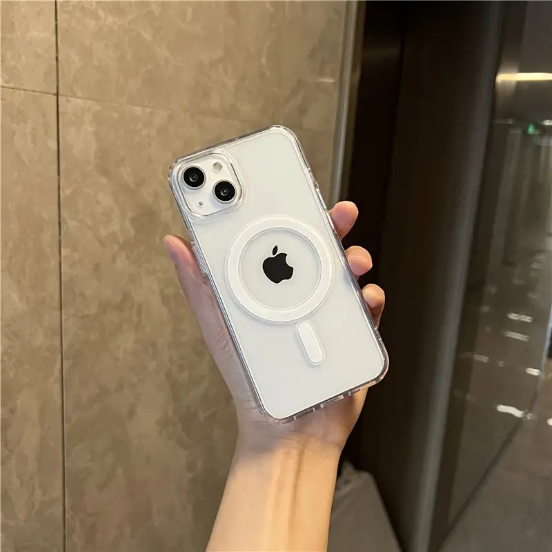 “Magnetic Clear Acrylic iPhone Case: 360° Shockproof + Heat Dissipation - Anti-Fingerprint, Durable, Fits All Models”