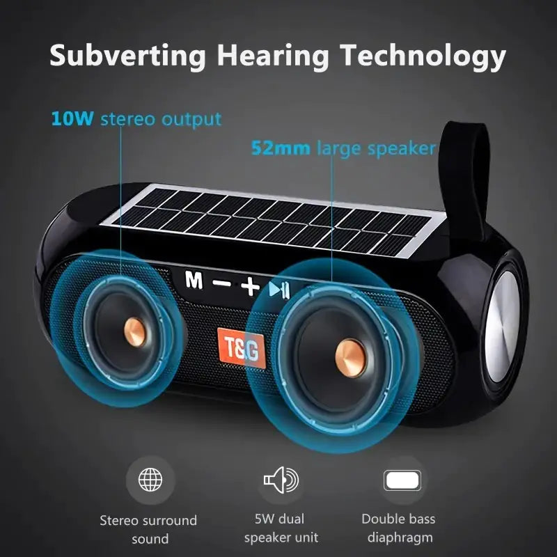 Solar-Powered TWS Bluetooth Speaker Gift - Portable Charger