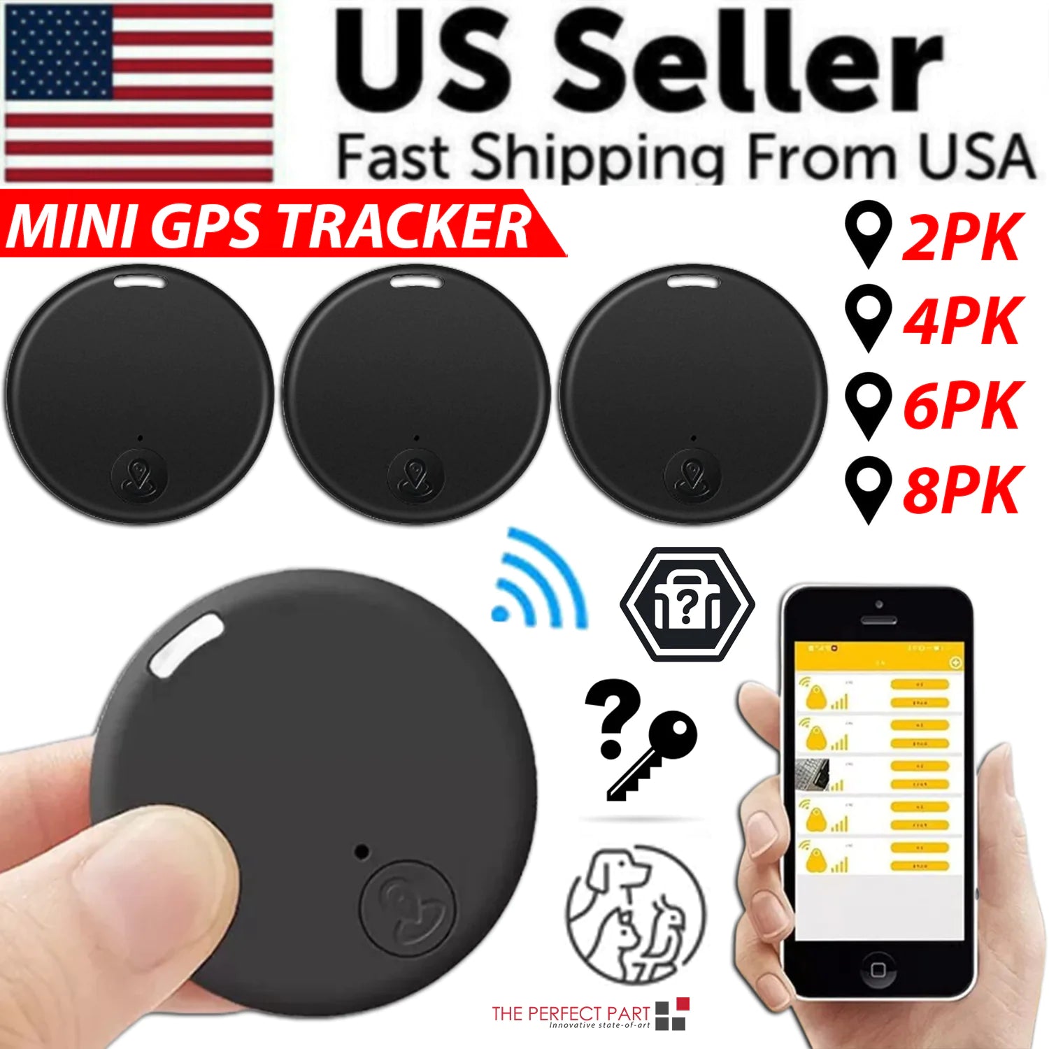 Bluetooth 5.3 Mini GPS Tracker - Real-Time Location Tracking for Kids, Pets, Keys & Lost Items”