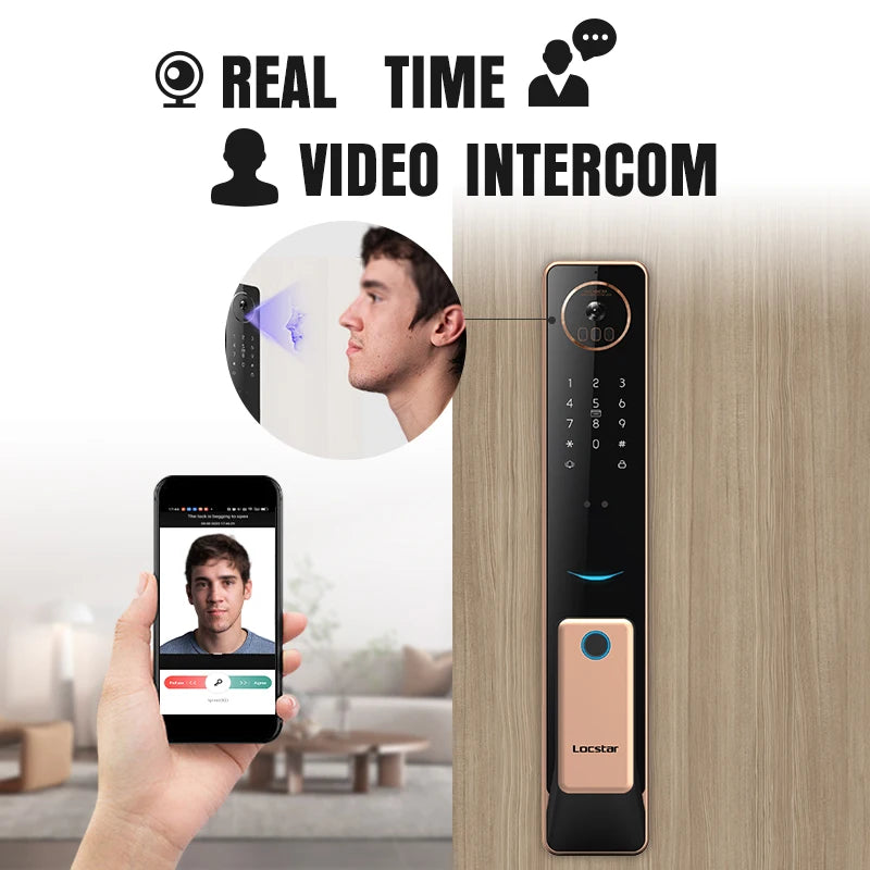 Finger Print Smart Door Lock Front Door Locks Set Aluminum Door Handle Smart Locks Face Id with Tuya App