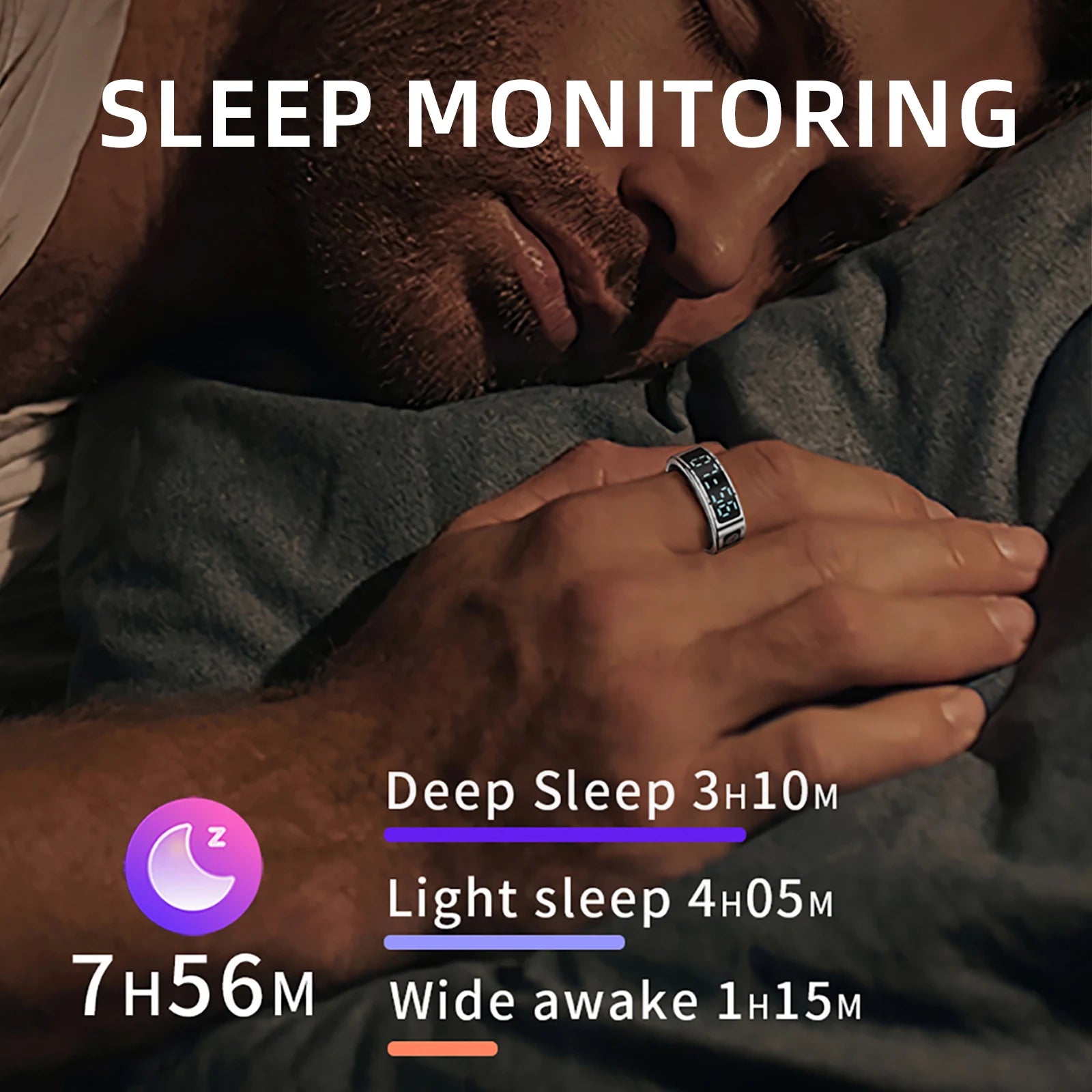 Hyperliving smart ring New 5ATM Smart Ring with Touch Pad, Gold Black Silver Chip Temperature Remote Control Fitness Tracker