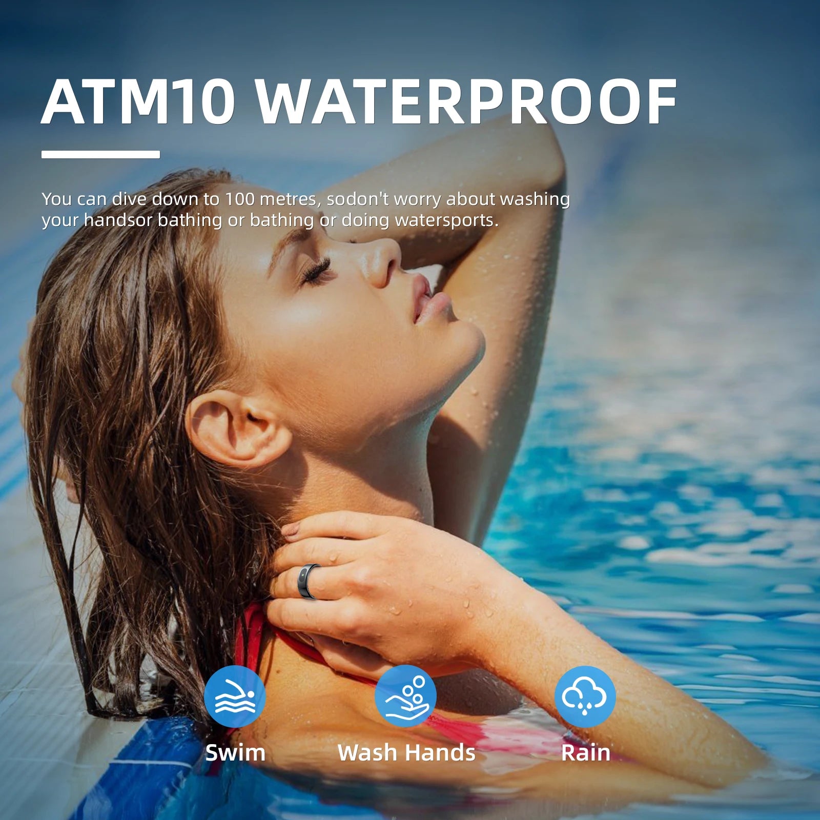 Smart Ring Fitness Tracker Sleep Tracking Heart Rate Monitor IP68 Waterproof Gesture Controls Lighting Remote Control Short