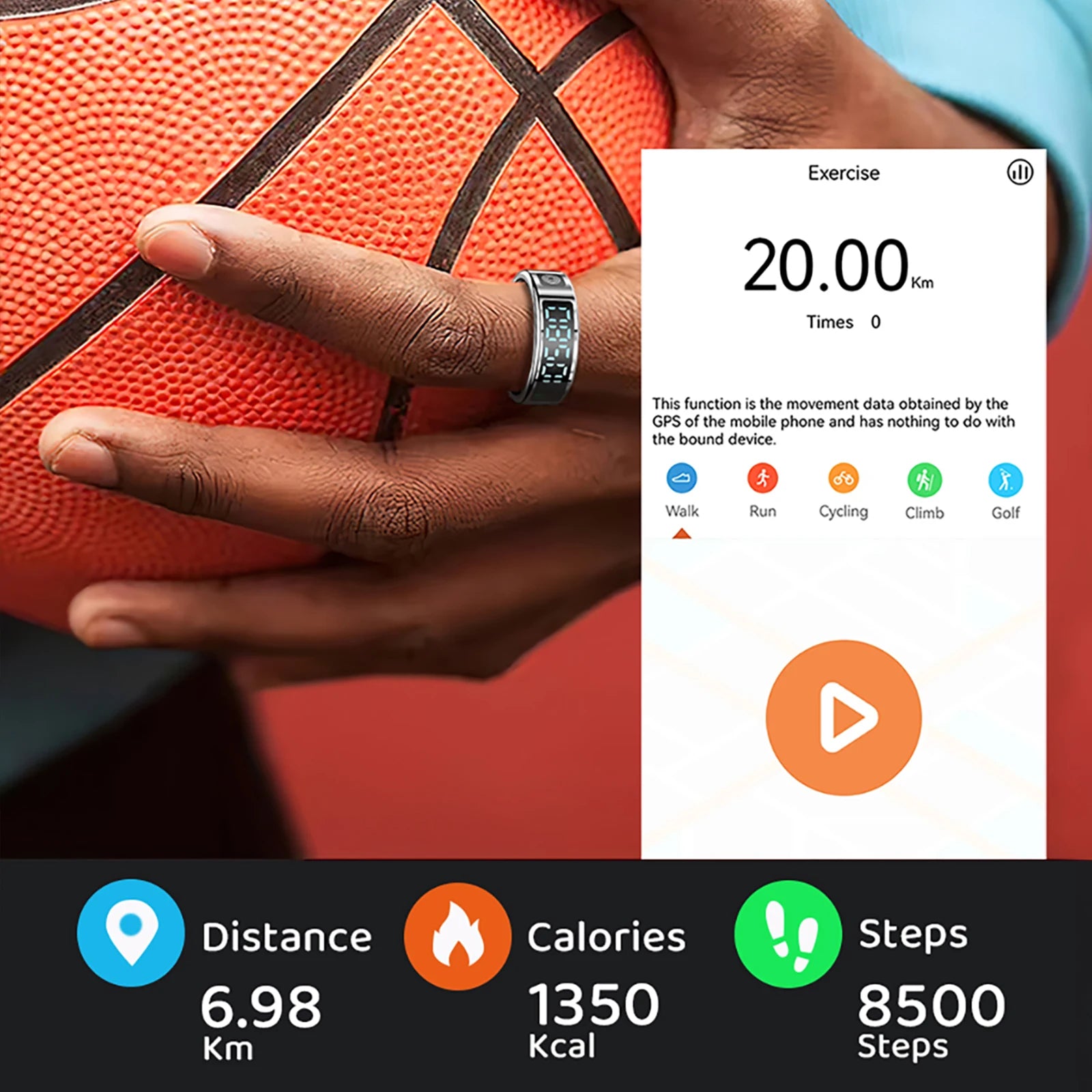 Hyperliving smart ring New 5ATM Smart Ring with Touch Pad, Gold Black Silver Chip Temperature Remote Control Fitness Tracker
