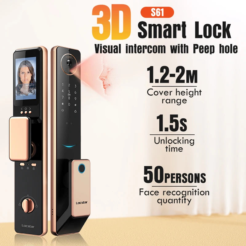 Finger Print Smart Door Lock Front Door Locks Set Aluminum Door Handle Smart Locks Face Id with Tuya App