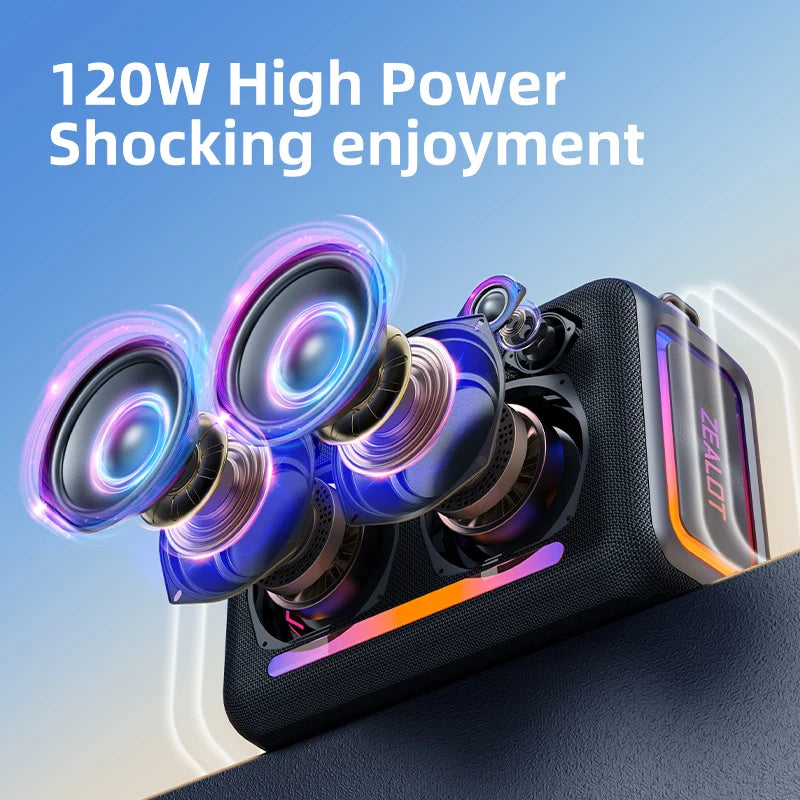 ZEALOT S95 120W Portable Blue Tooth Wireless Speakers PX6 Waterproof Large Loud Outdoor Speaker