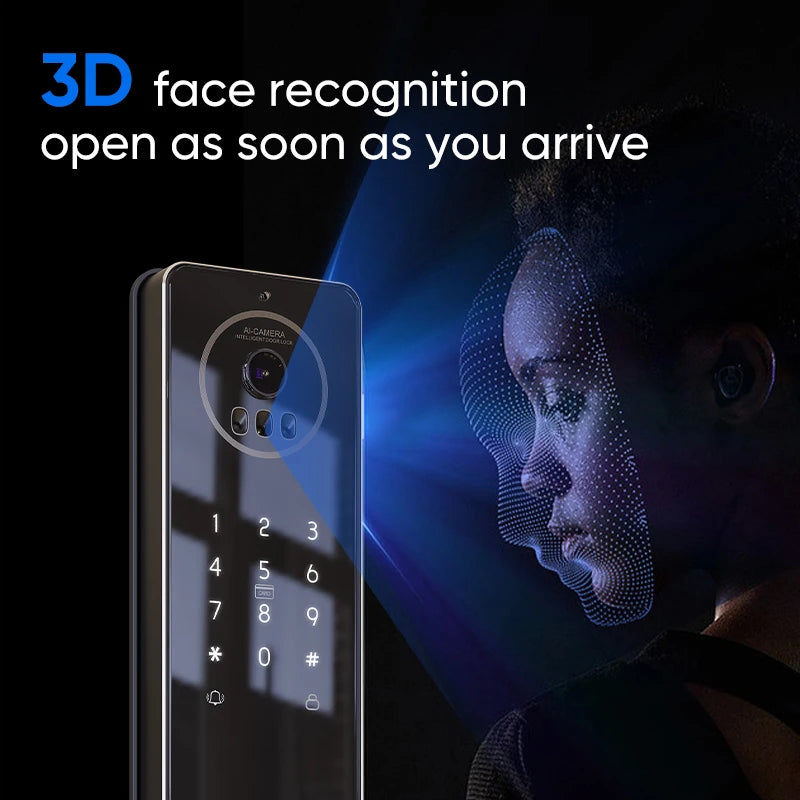 CNC Processing Technology 4.5-inch Large Screen 3D Face Video Intercom WIFI Smart Door Lock with Camera and Fingerprint