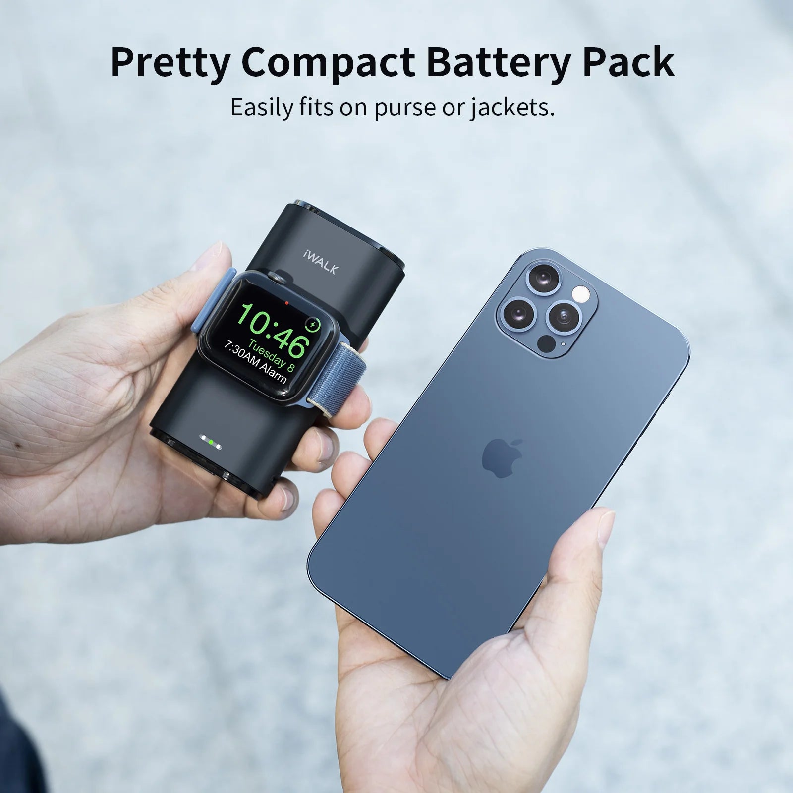 2025 Trending iPhone Iwatch Magnetic Wireless Power Bank 9000mah High Capacity Small Size Portable Charger with Bulit-in Cable