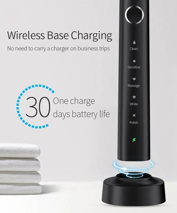 Hot Sale Cheap Automatic Sonic Toothbrush Slim Smart Rechargeable Teeth Whitening Black Electric Toothbrush with Charger Adults
