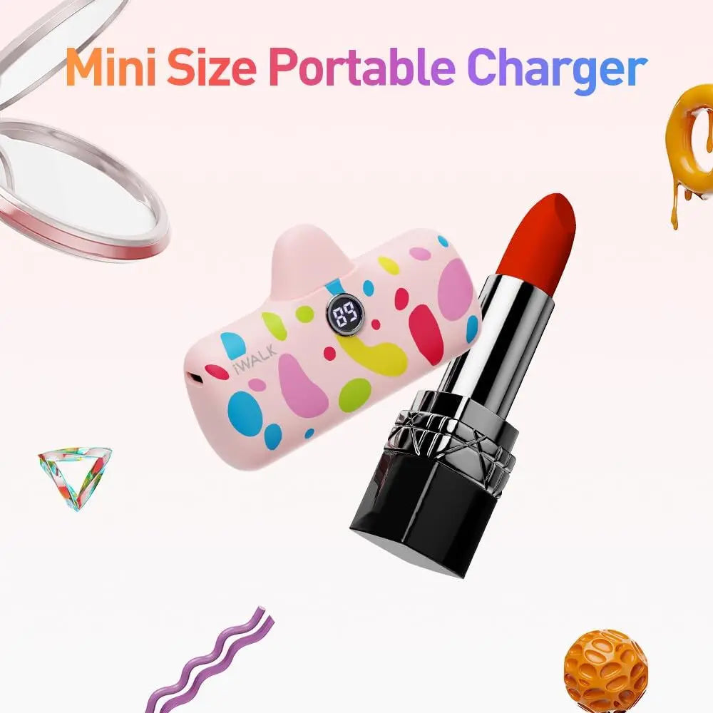 News 2025 Technology Girly Fashion Pink Lipstick Size Portable Charger 4800mAh Fast Charging Mini Power Bank With Built-in Plug