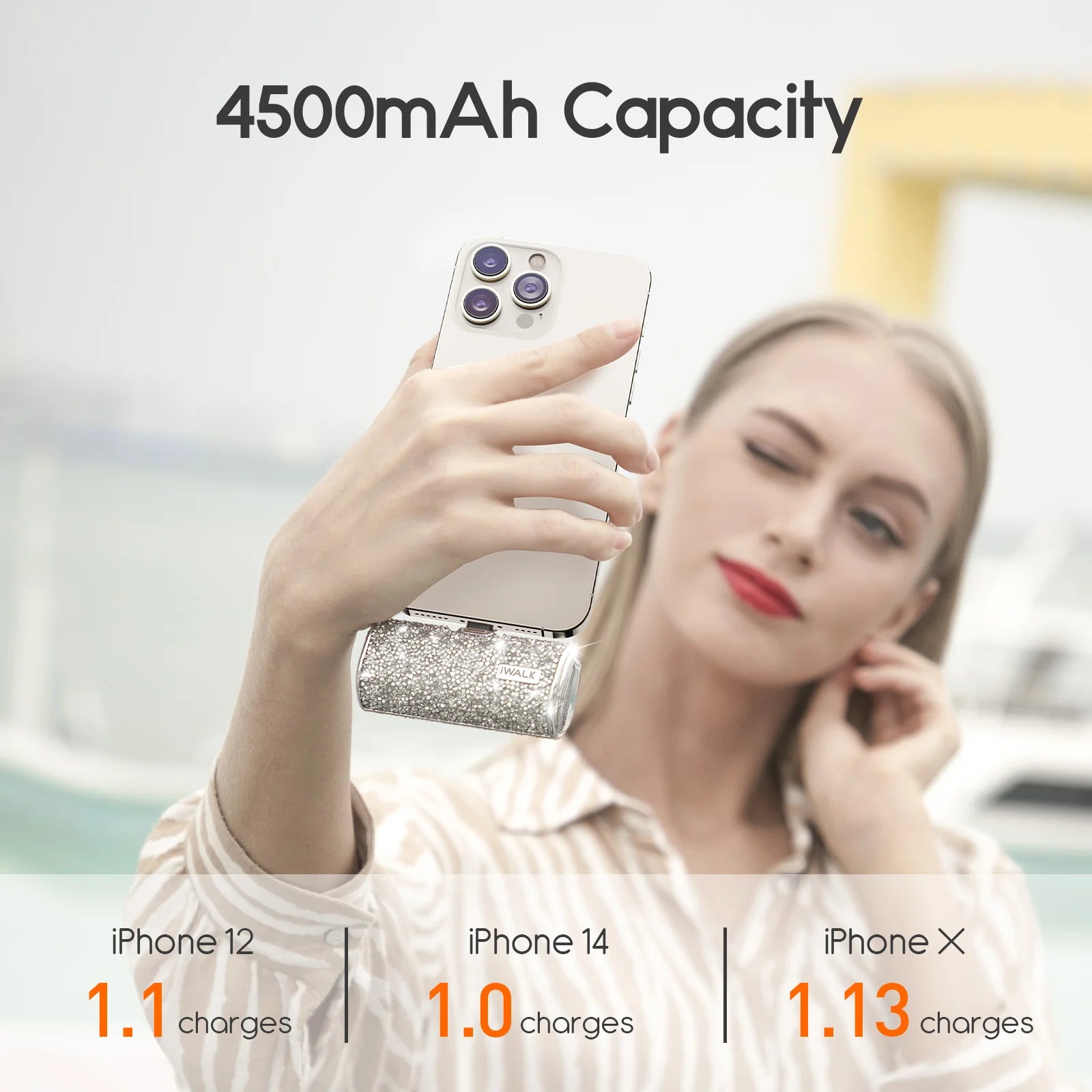 US Stock Luxury Gift for Phone Small Powerbank Stylish Diamond 4500mAh Mini Portable Good Power Banks for Outdoor Appliances
