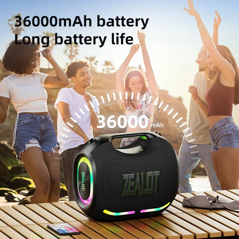 ZEALOT ZE01 120W Portable TWS Speaker IPX6 Waterproof with USB/TF/AUX for Mobile Phone