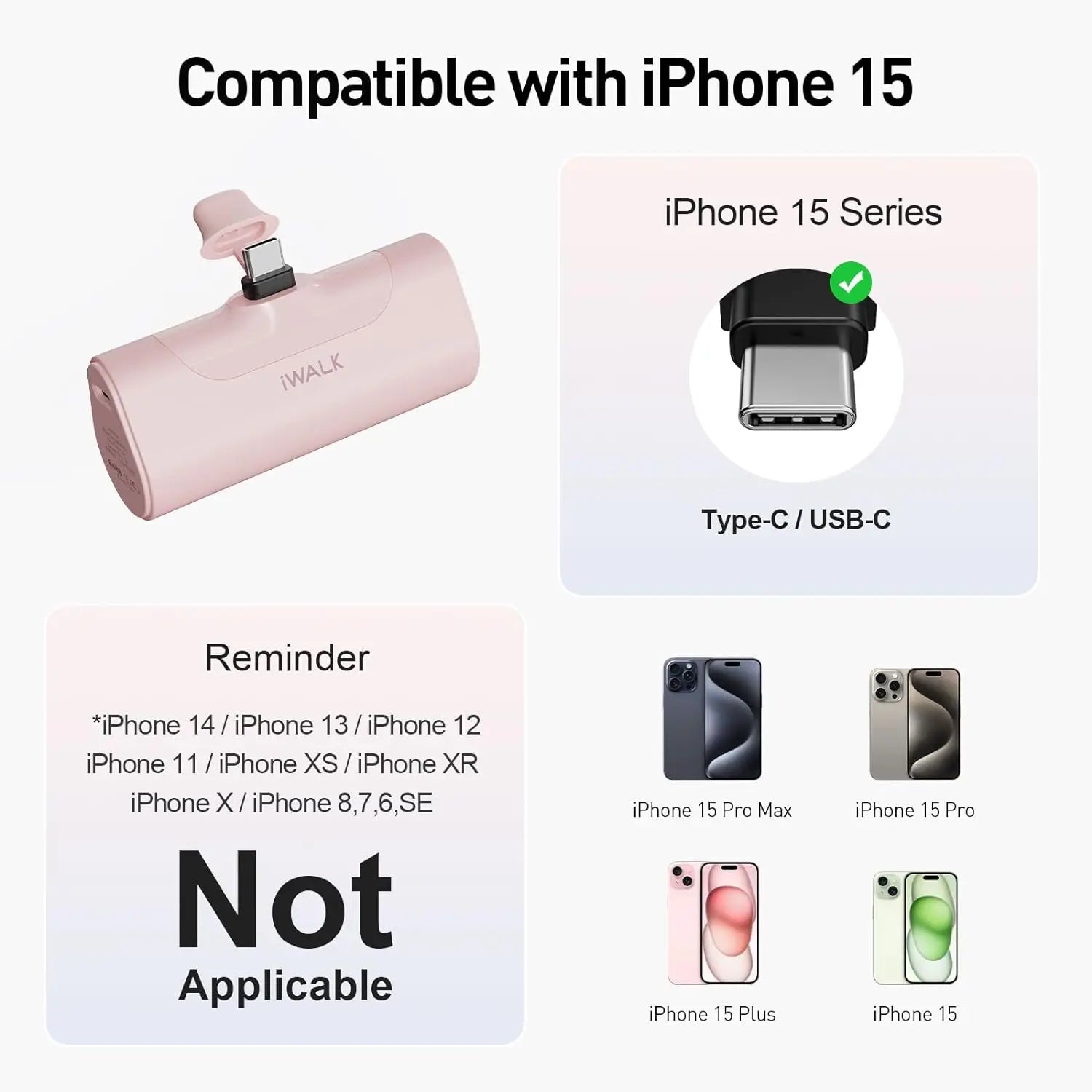 US Time-limited Tech Gift Mini Power Bank 3350mAh 20W Fast Charging Portable Charger Battery Capsule for iphone 15 16 Pro Max