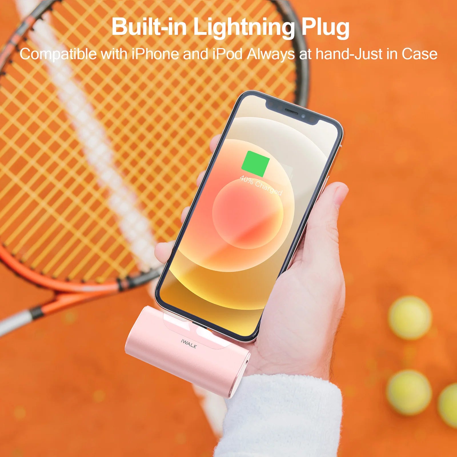 2025 Technology Fancy Ladies Lipstick Powerbank iphone Charger Portable Compact Docking Battery with Bulit-in iphone Plug
