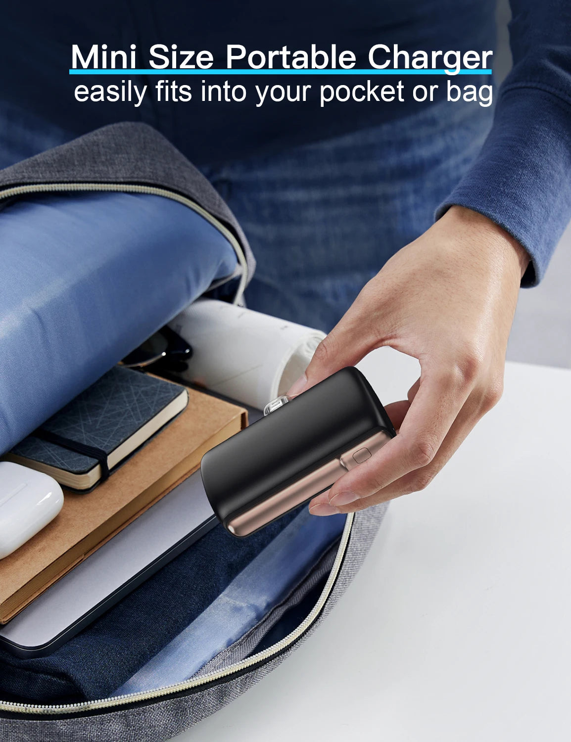 Ultra-Compact Plug-in Mini Portable Power Bank 10000mAh-2025 First Release, USB-C, 22W Fast Charging, Industry-Leading Capacity