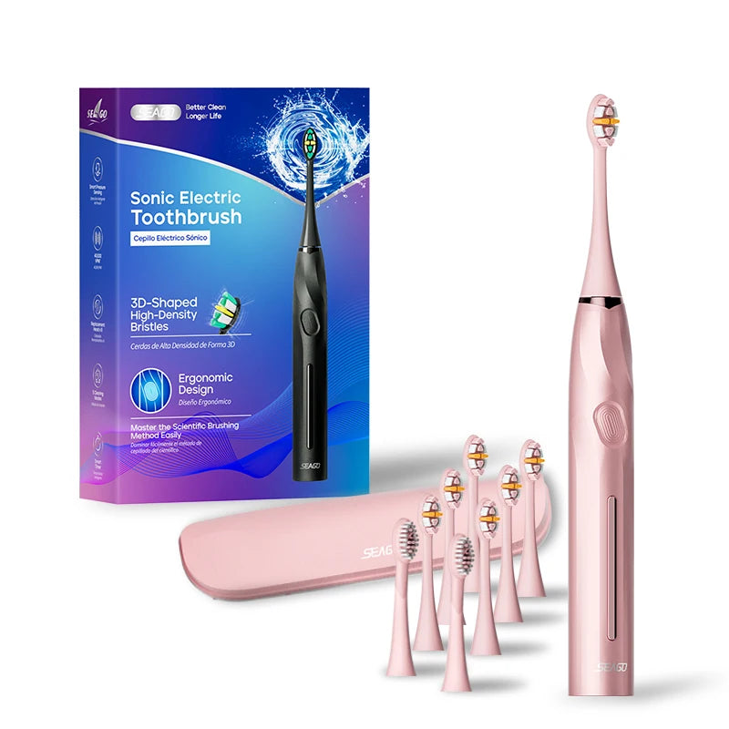 SEAGO SG2752 Rechargeable Sonic Electric Toothbrush Seamless Button Adult Dental Care 5 Modes Pressure Sensor Deep Clean