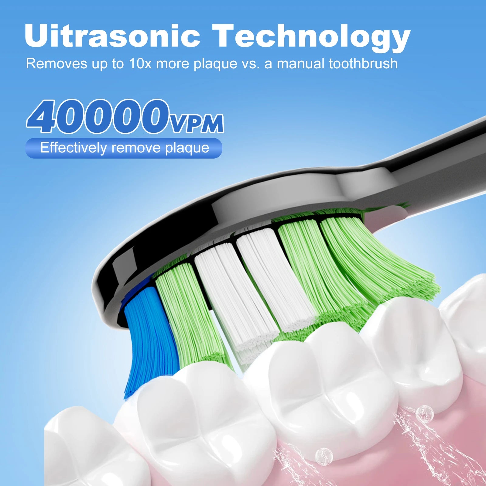 JTF P200 SONIC ELECTRIC TOOTHBRUSH CUSTOM BRAND WITH EXTRA BRUSH HEADS