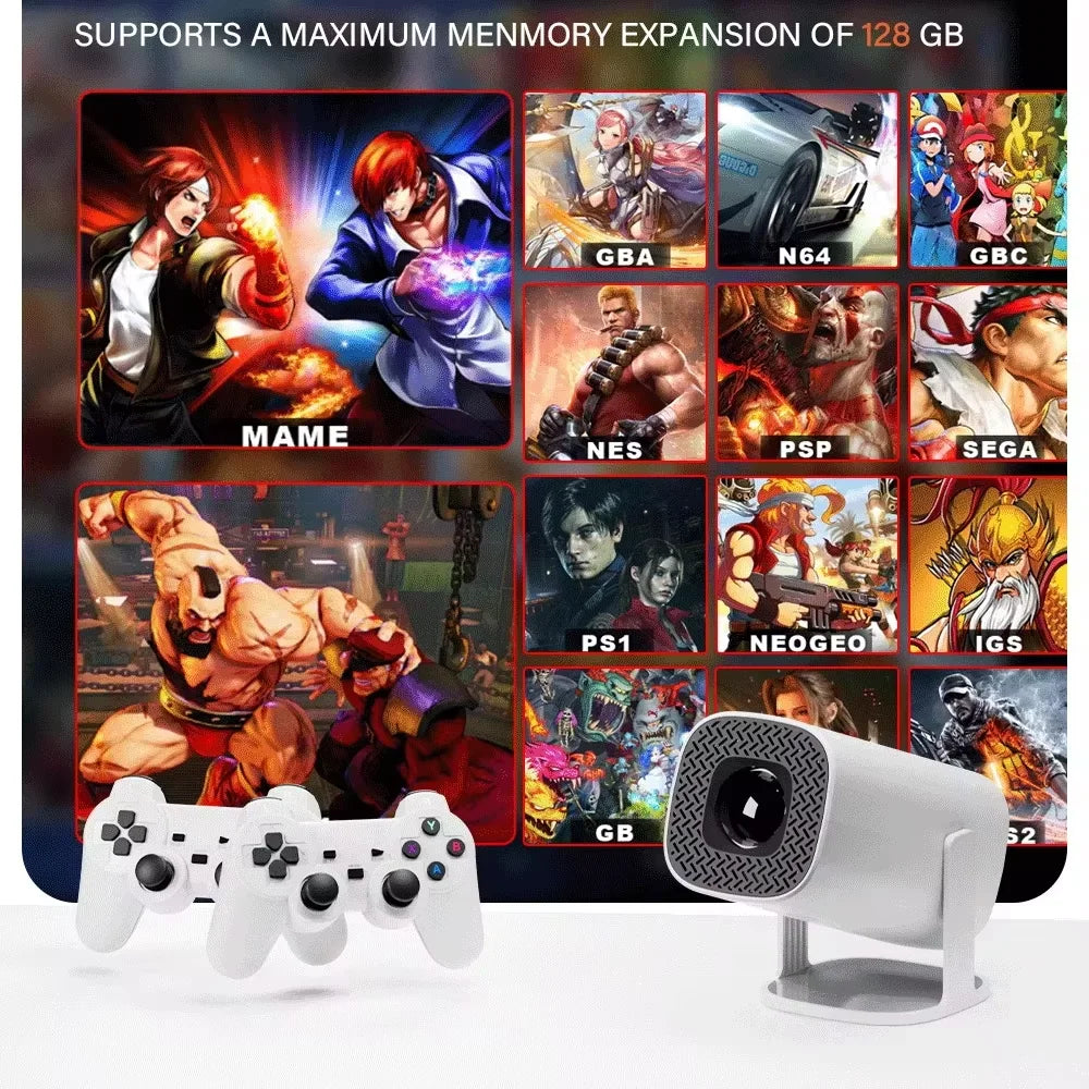 P30 MAX Game Projector Classic Video Game Console Retro 3D Games Potable Projector 720P HD Output Home Projector for Party