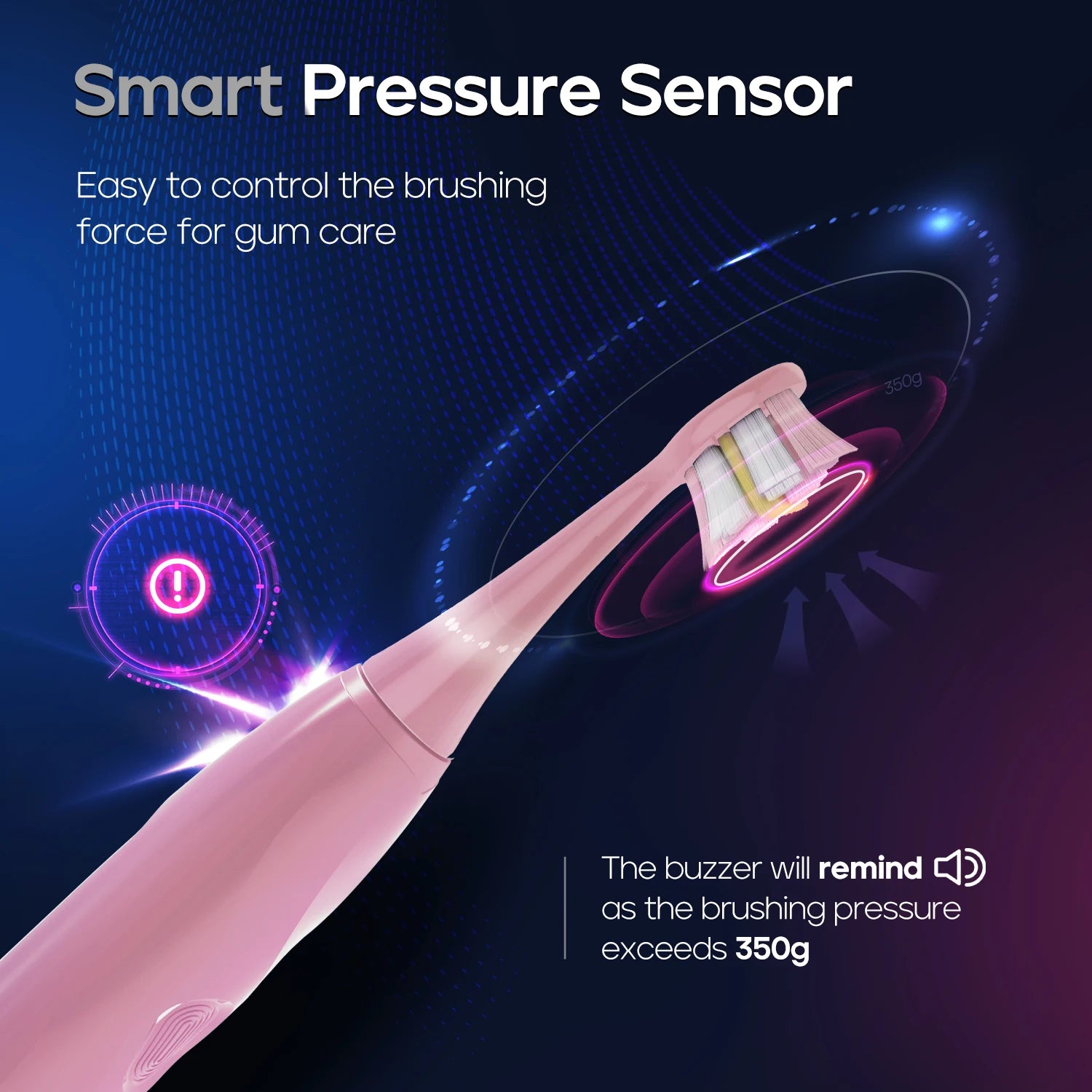SEAGO SG2752 Rechargeable Sonic Electric Toothbrush Seamless Button Adult Dental Care 5 Modes Pressure Sensor Deep Clean