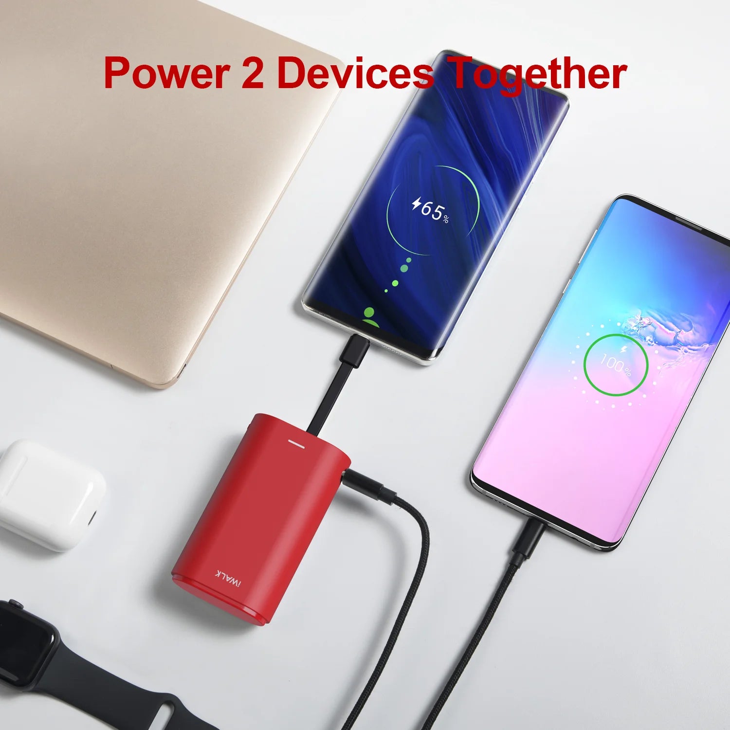 US Stock Promotional 9000mAh Large Capacity Fast Charging Portable Charger Mini Mobile Power Bank with Cable Dual Outputs