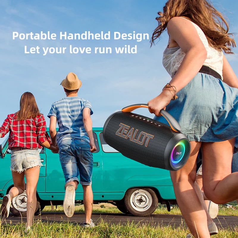 ZEALOT P12 60W Portable Speaker IPX6 Waterproof Outdoor Speaker with Handle Stereo Loud Sound Deep Bass