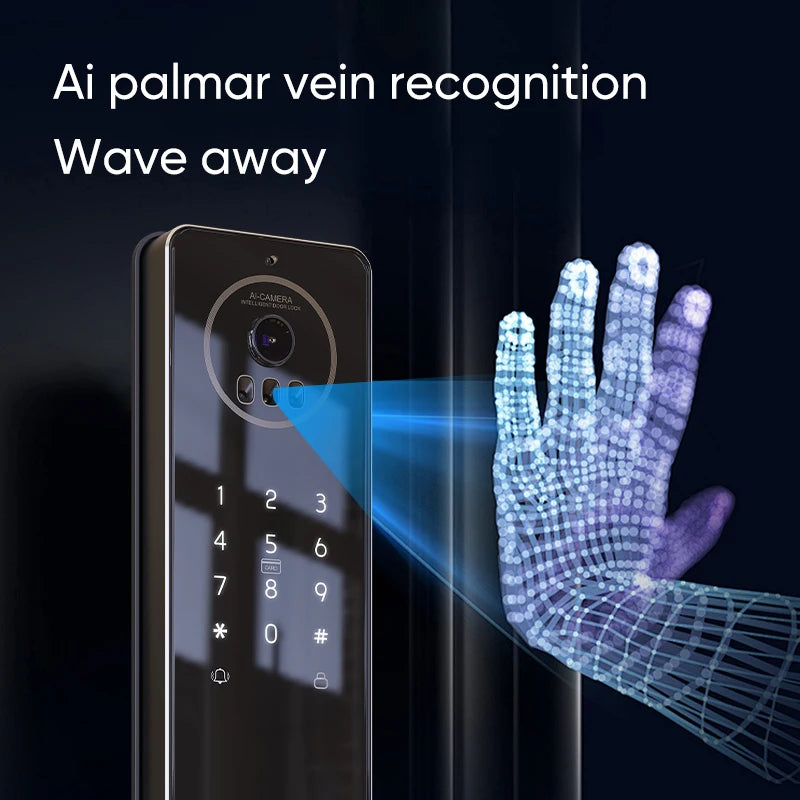 CNC Processing Technology 4.5-inch Large Screen 3D Face Video Intercom WIFI Smart Door Lock with Camera and Fingerprint