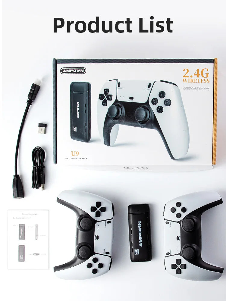 Ampown U9 Wireless 2.4G HD for FC/N64 Emulator Arcade Home TV Mini Ps5 Handle 64GB 10000 PS Retro Video Game Console