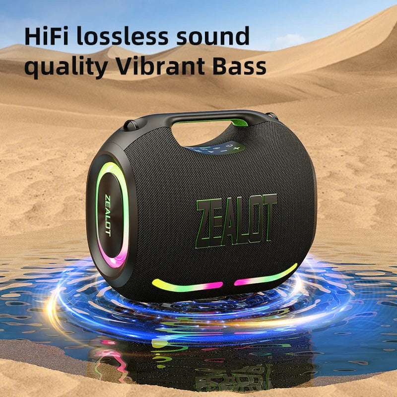 ZEALOT ZE01 120W Portable TWS Speaker IPX6 Waterproof with USB/TF/AUX for Mobile Phone