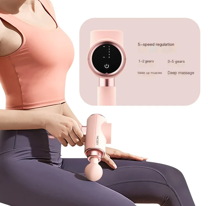 “Women’s Mini High-Freq Vibrating Massager - Brushless Motor, 4 Heads, 12hr Battery, Ultra-Quiet, LCD Screen”