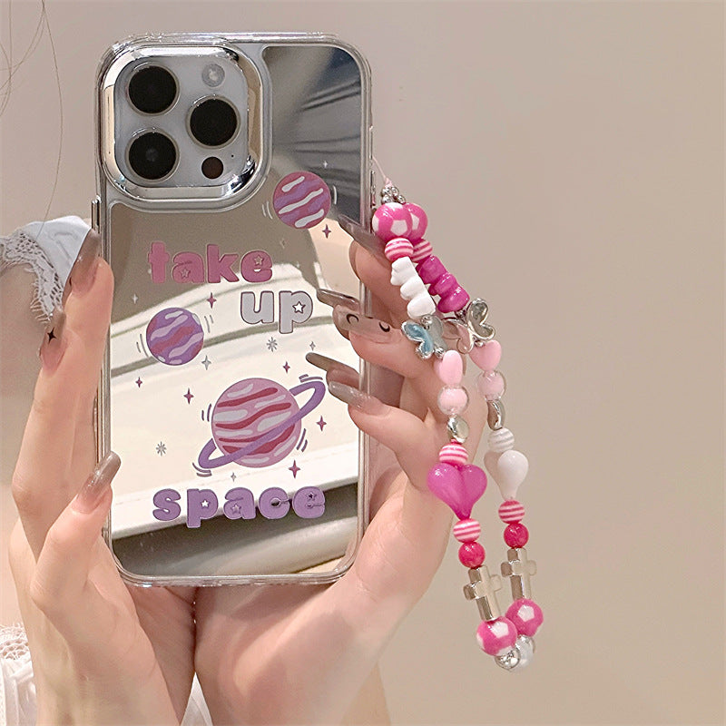 Specially designed for iPhone mobile phone case protective case iphone16Promax bracelet iphone15 three-in-one mirror iphone14Pro design wholesale