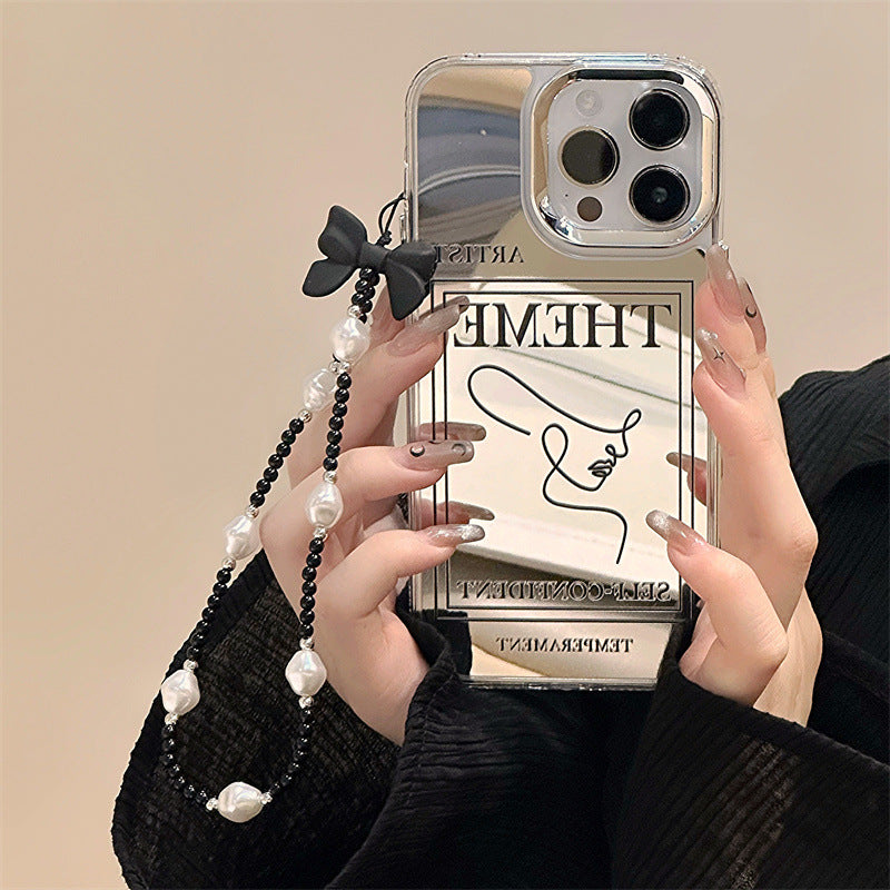 Stylish high-end Apple 16Promax niche mobile phone case iphone15 mobile phone chain 12 three-in-one mirror case iphone14Pro mobile phone case wholesale