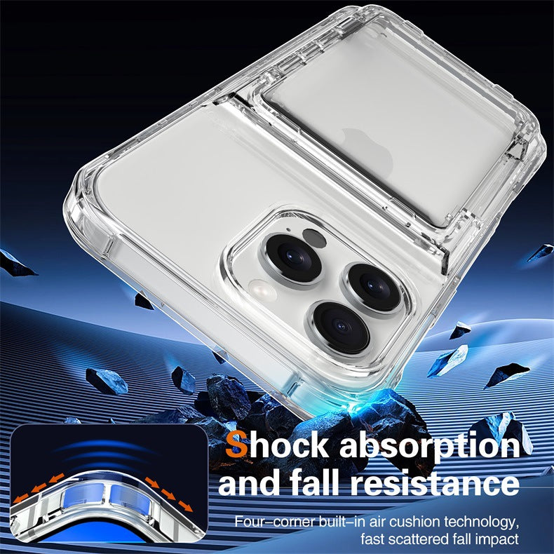 Applicable to Apple 16 transparent mobile phone case 13ProMax set, beer flip card iPhone14 premium protective case 5