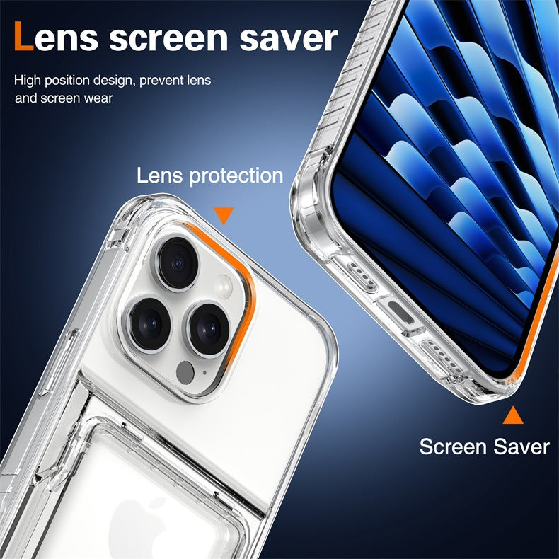 Applicable to Apple 16 transparent mobile phone case 13ProMax set, beer flip card iPhone14 premium protective case 5