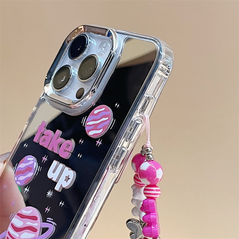 Specially designed for iPhone mobile phone case protective case iphone16Promax bracelet iphone15 three-in-one mirror iphone14Pro design wholesale