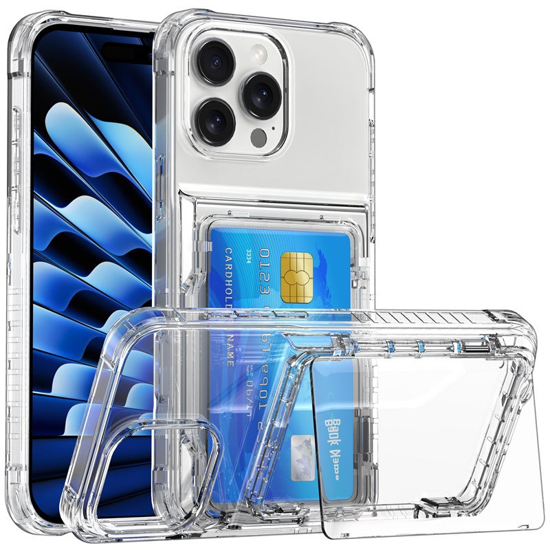 Applicable to Apple 16 transparent mobile phone case 13ProMax set, beer flip card iPhone14 premium protective case 5
