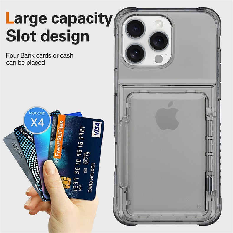 Applicable to Apple 16 transparent mobile phone case 13ProMax set, beer flip card iPhone14 premium protective case 5