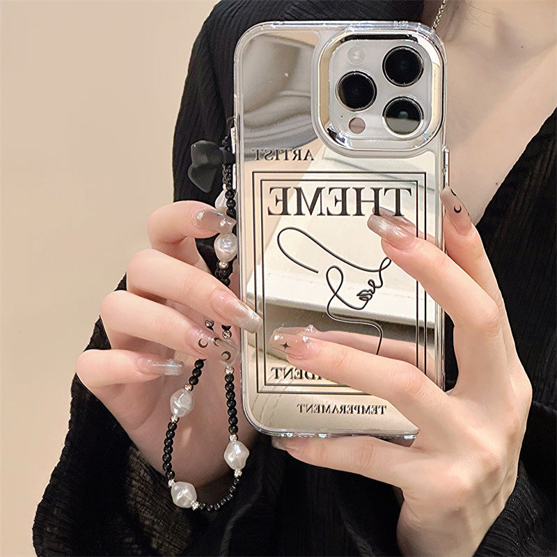 Stylish high-end Apple 16Promax niche mobile phone case iphone15 mobile phone chain 12 three-in-one mirror case iphone14Pro mobile phone case wholesale