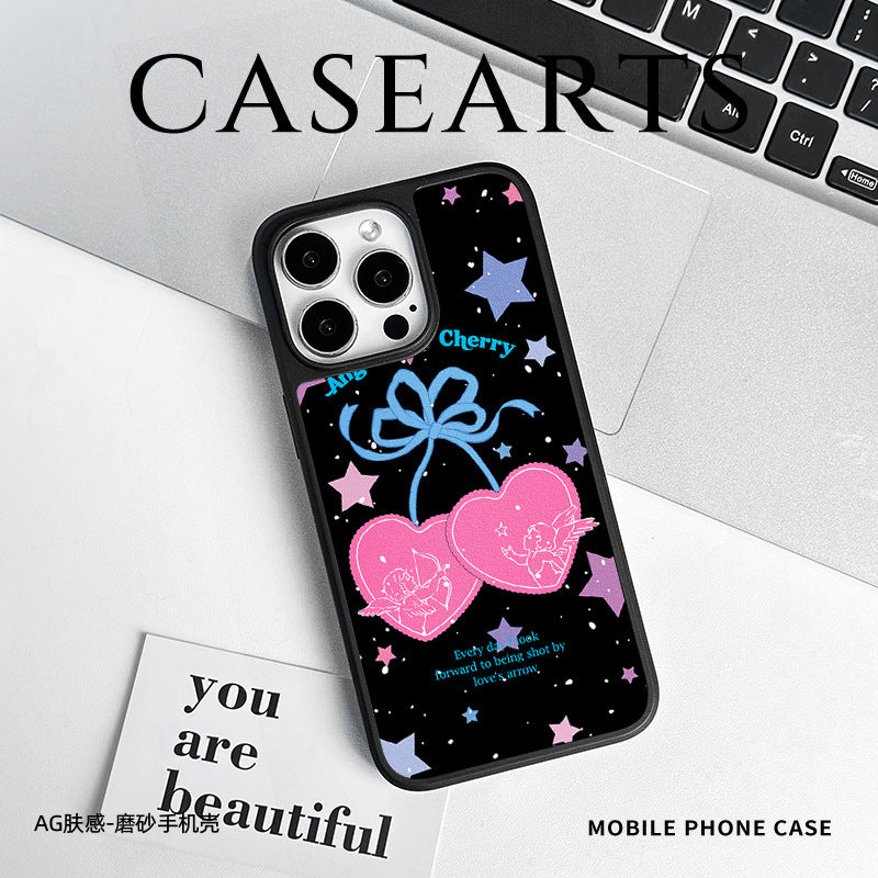 Applicable to iPhone16 mobile phone case Magnetic suction AG matte carbon fiber pattern iPhone15iPhone14Pro Applicable to iPhone13 Cherry iPhone12 Women