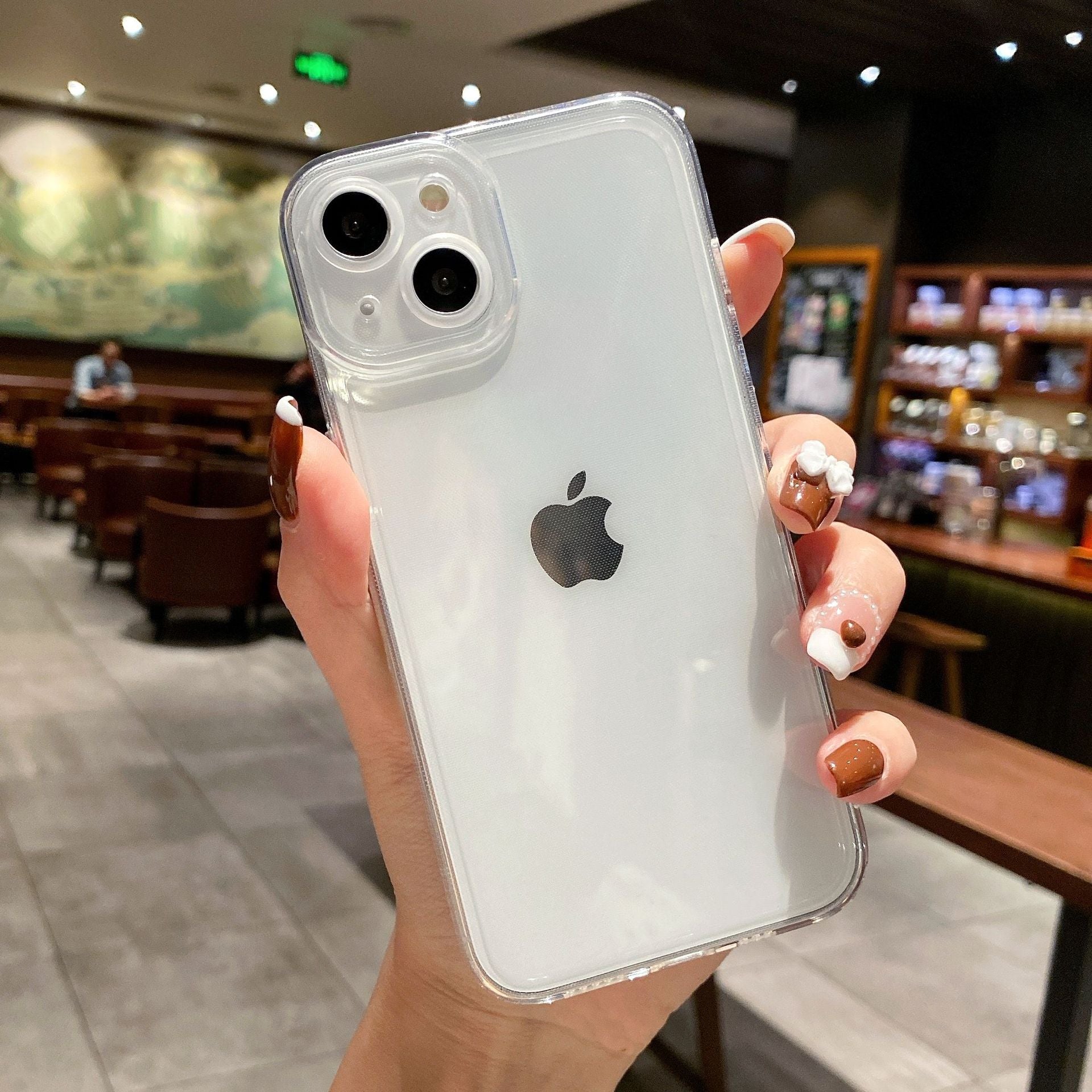 Transparent straight edge suitable for Apple 15ProMax mobile phone case TPU soft iphone11 all-inclusive simple 16 protective case