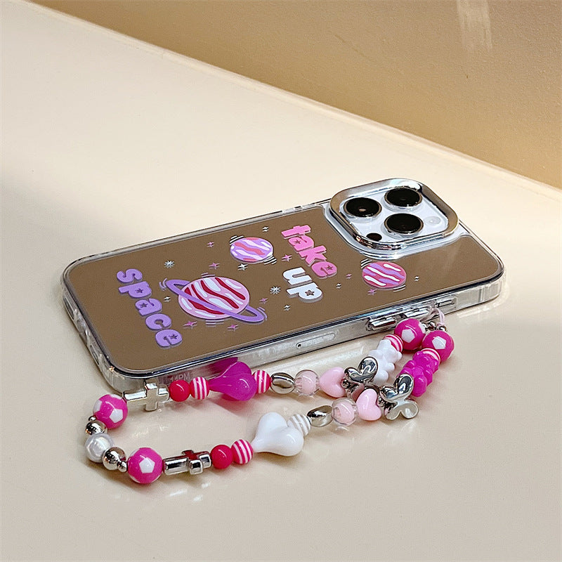 Specially designed for iPhone mobile phone case protective case iphone16Promax bracelet iphone15 three-in-one mirror iphone14Pro design wholesale