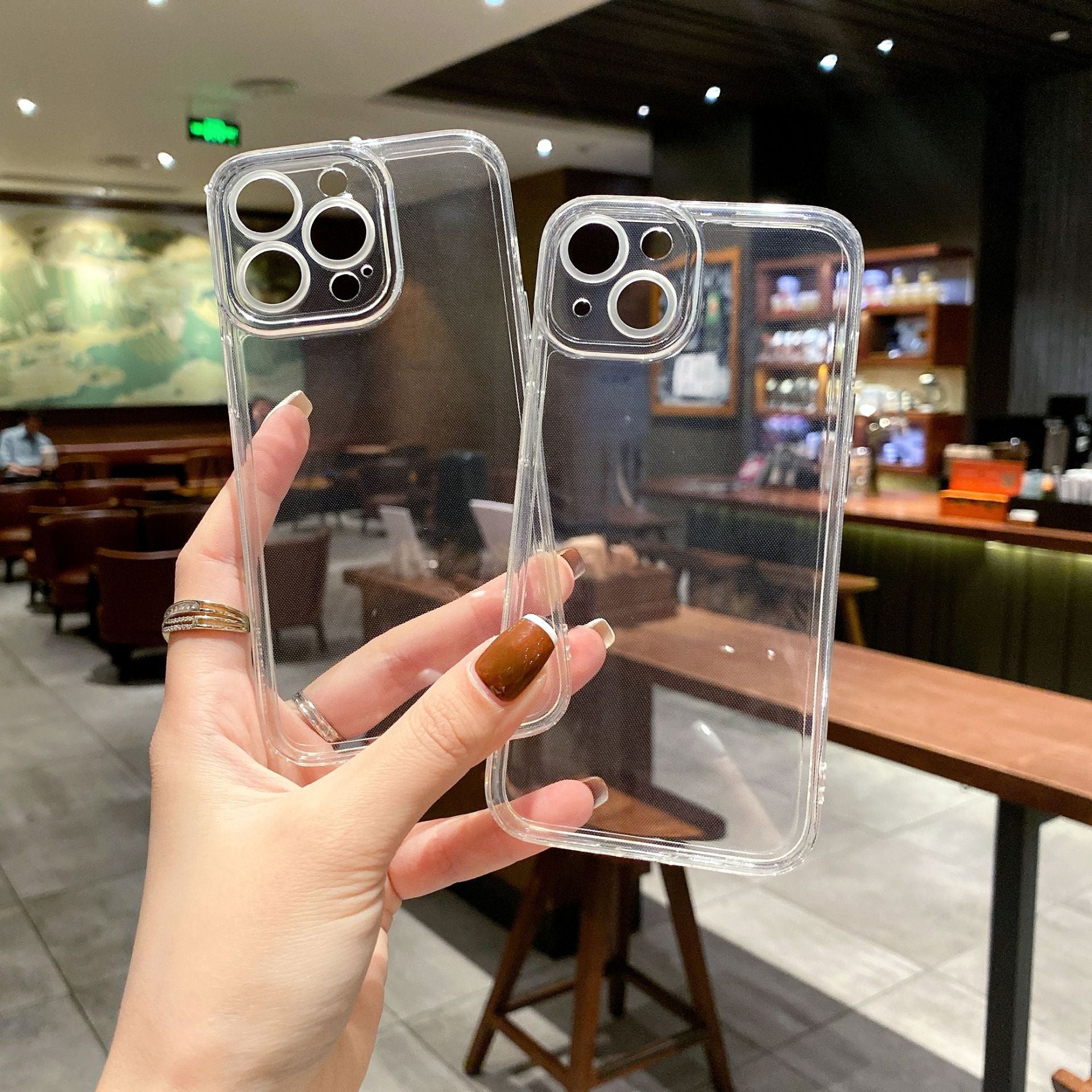 Transparent straight edge suitable for Apple 15ProMax mobile phone case TPU soft iphone11 all-inclusive simple 16 protective case