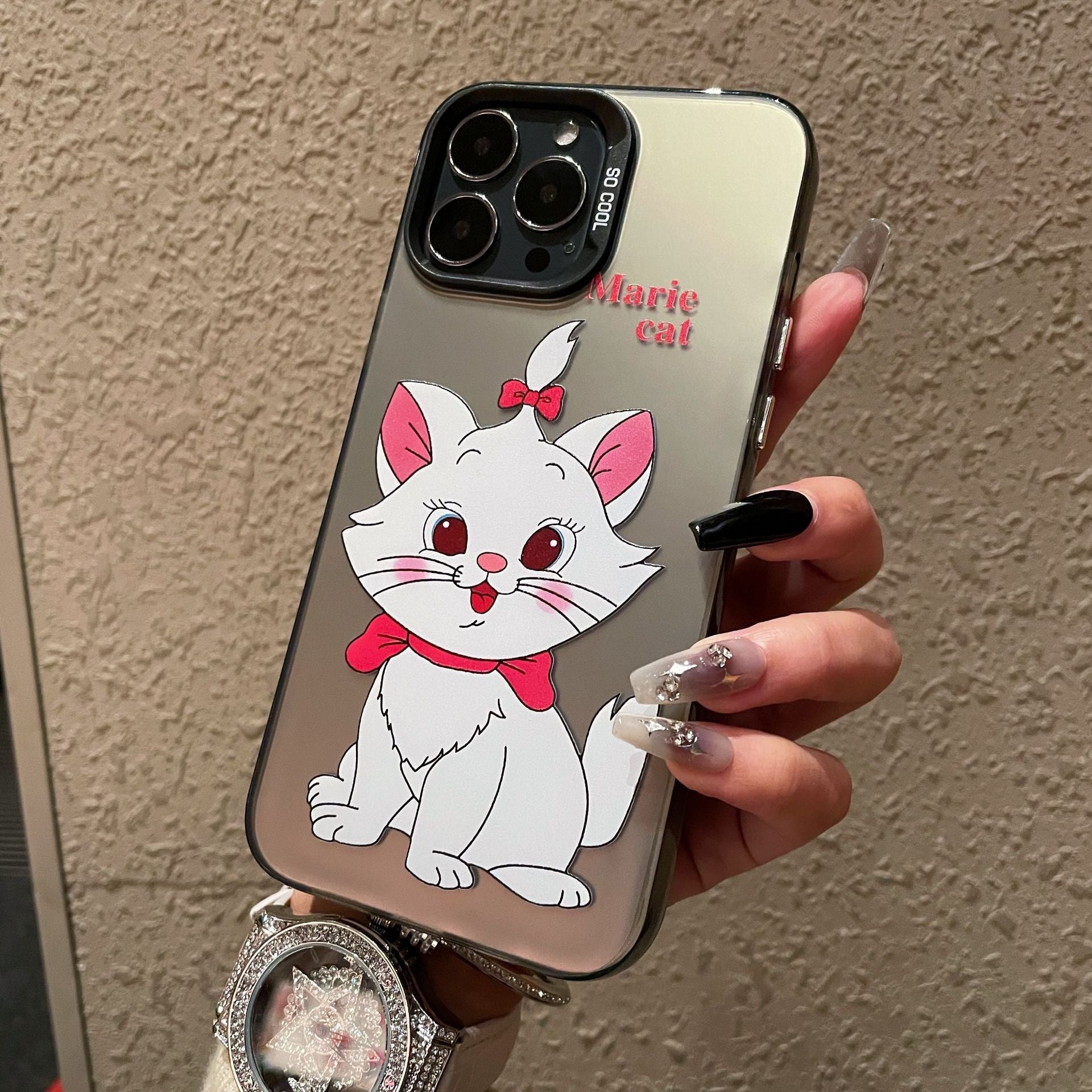 Business case for Apple 15PROMAX cartoon hard case IMD color silver anti-drop iPhone 13 mobile phone case iPhone 16