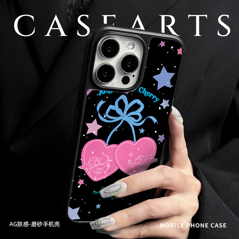 Applicable to iPhone16 mobile phone case Magnetic suction AG matte carbon fiber pattern iPhone15iPhone14Pro Applicable to iPhone13 Cherry iPhone12 Women